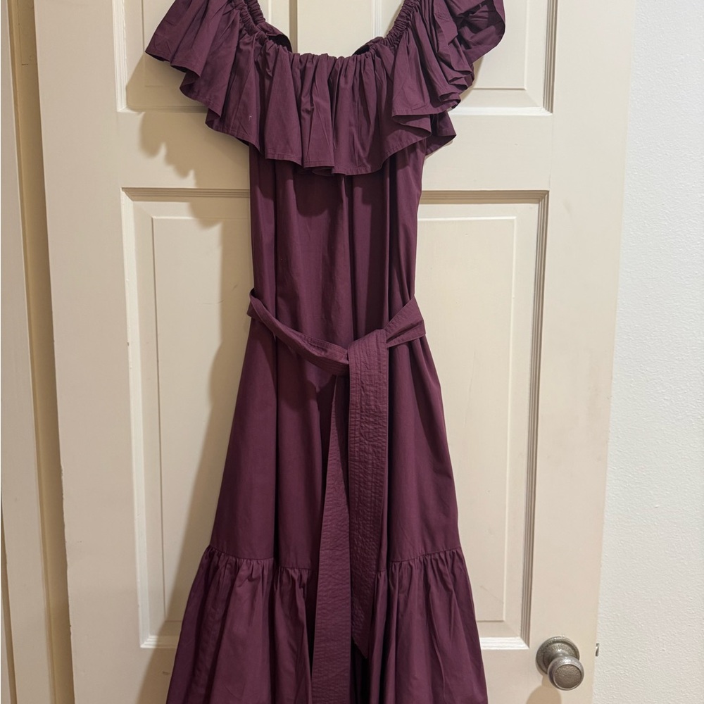 Elegant Plum Off-Shoulder Dress